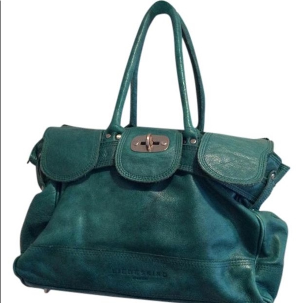 Liebeskind Blue Leather Lock Tote Purse